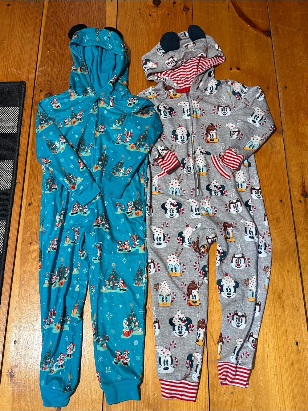 Disney Teal and Gray Character Hooded One-Pieces - Mickey & Friends